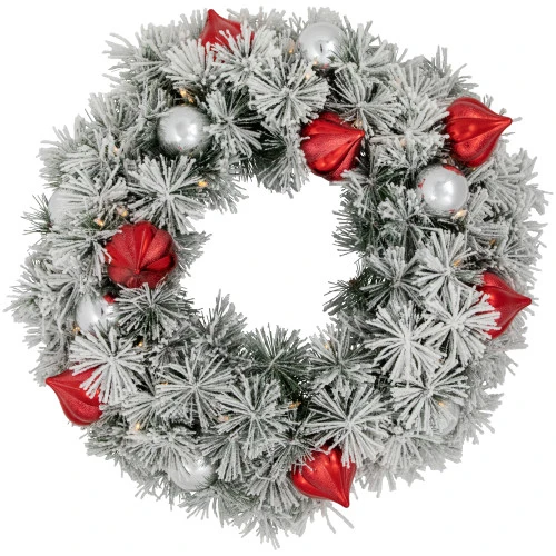 Northlight Pre-Lit Battery Operated Snowy Bristle Pine Christmas Wreath - 24" - Dual Color LED Lights 3 Northlight Pre-Lit Battery Operated Snowy Bristle Pine Christmas Wreath - 24" - Dual Color LED Lights