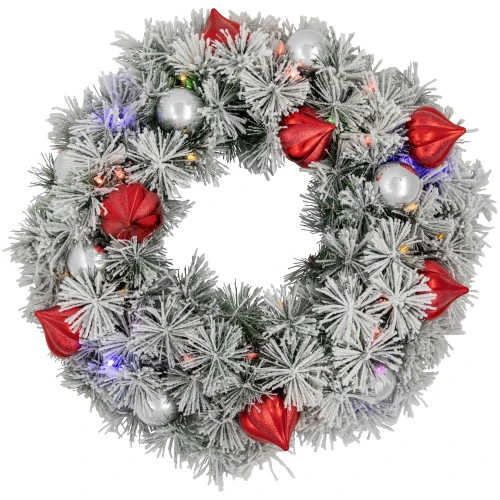 Northlight Pre-Lit Battery Operated Snowy Bristle Pine Christmas Wreath - 24" - Dual Color LED Lights 5 Northlight Pre-Lit Battery Operated Snowy Bristle Pine Christmas Wreath - 24" - Dual Color LED Lights - Image 3