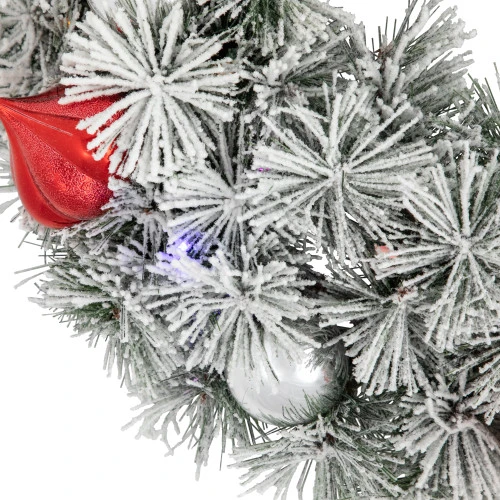 Northlight Pre-Lit Battery Operated Snowy Bristle Pine Christmas Wreath - 24" - Dual Color LED Lights 8 Northlight Pre-Lit Battery Operated Snowy Bristle Pine Christmas Wreath - 24" - Dual Color LED Lights - Image 6