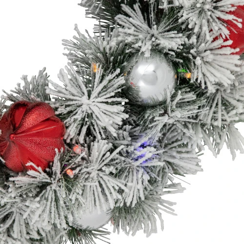 Northlight Pre-Lit Battery Operated Snowy Bristle Pine Christmas Wreath - 24" - Dual Color LED Lights 7 Northlight Pre-Lit Battery Operated Snowy Bristle Pine Christmas Wreath - 24" - Dual Color LED Lights - Image 5