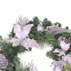 Northlight Glittered Poinsettia With Pine Cones Artificial Christmas Wreath - 24" - Unlit -Festival northlights84839b 79863.1636808484