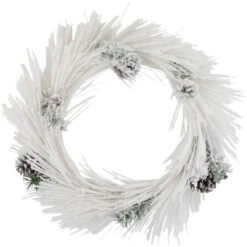 Northlight 24" White Flocked Artificial Christmas Wreath With Pine Cones