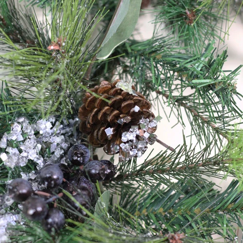 Northlight 24" Mixed Pine With Blueberries Pine Cones And Ice Twigs Artificial Christmas Wreath - Unlit 4 Northlight 24" Mixed Pine With Blueberries Pine Cones And Ice Twigs Artificial Christmas Wreath - Unlit - Image 2