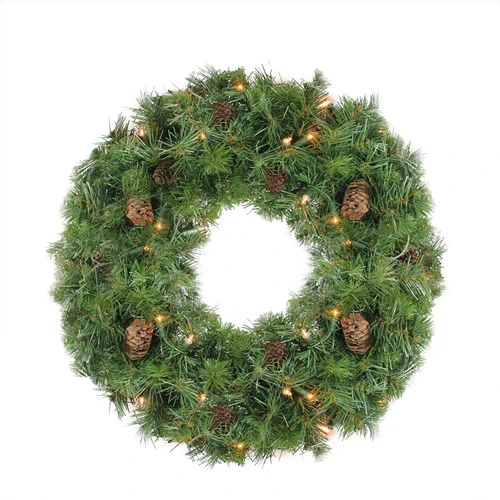 Northlight Pre-Lit Dakota Pine And Pinecone Artificial Christmas Wreath - 24" - Clear Lights 3 Northlight Pre-Lit Dakota Pine And Pinecone Artificial Christmas Wreath - 24" - Clear Lights