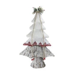 Northlight Snow Cap And Sweater Christmas Tree With Pine Decoration - 22" - White And Red