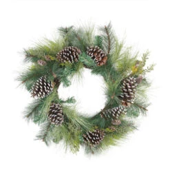 Northlight Mixed Long Needle Pine And Pine Cone Artificial Christmas Wreath - 28" - Unlit